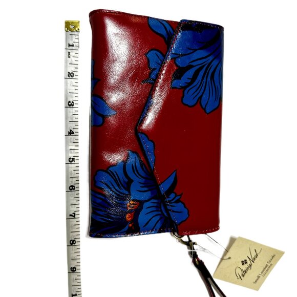 NWT Patricia Nash Kaisa Leather Clutch Wallet Wristlet – Grecian Rose Blue/Red - Picture 7 of 13